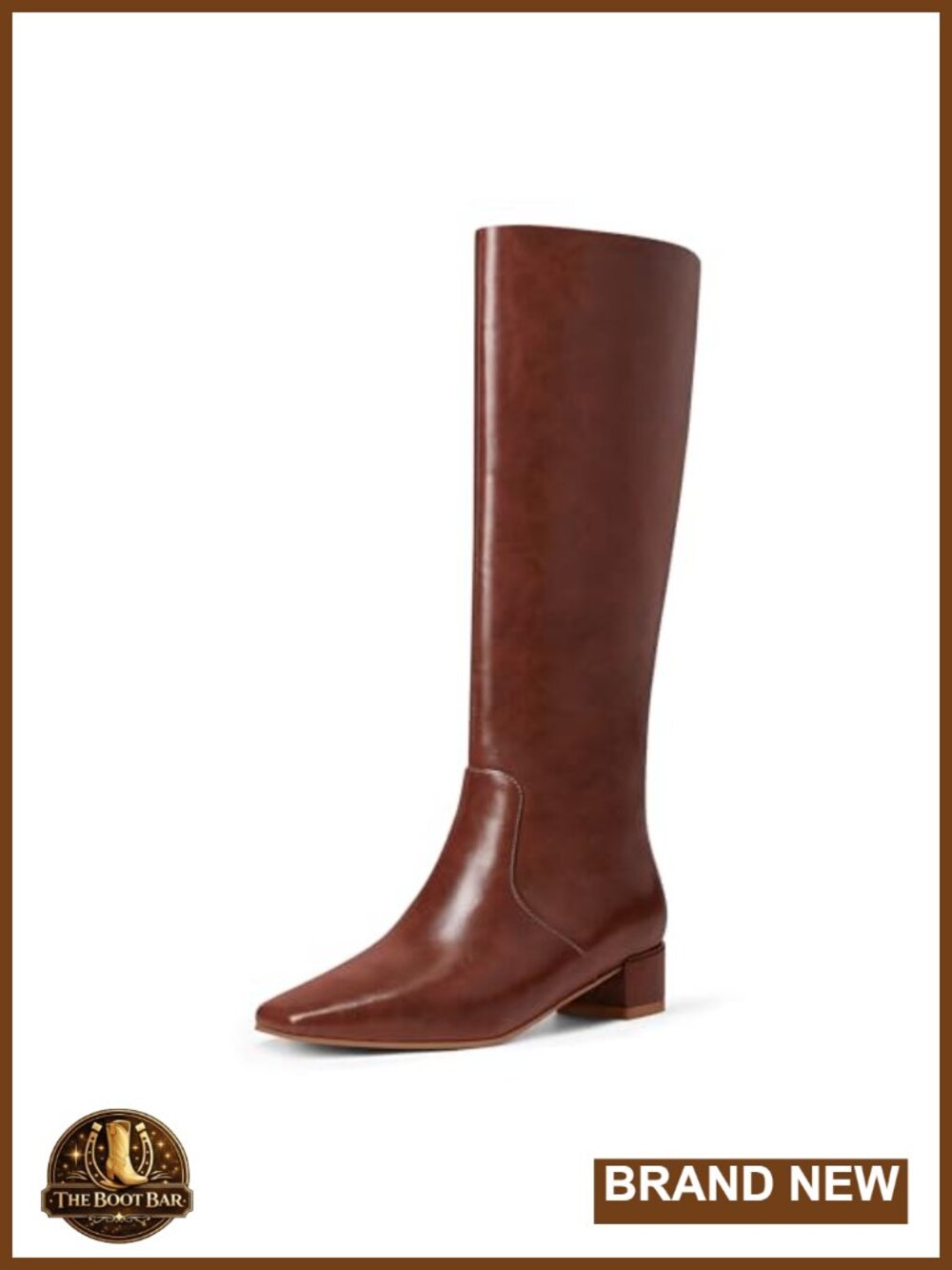 Knee High Boots Square Toe Chunky Heel Pull-On Faux Suede Tall Boot